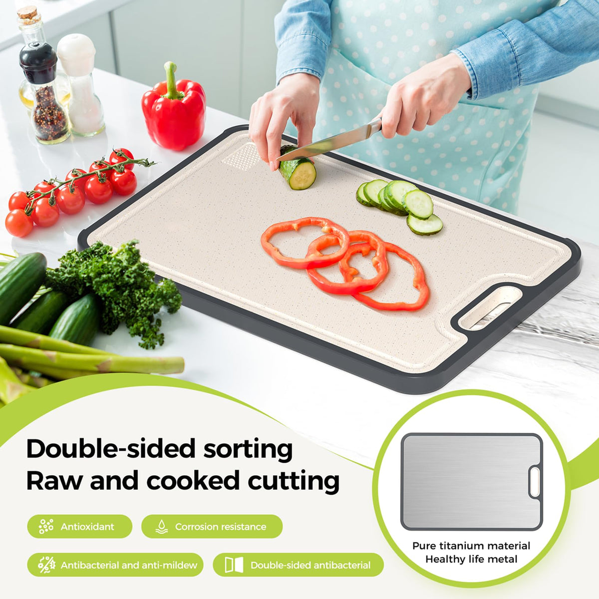 Double-Sided Titanium and PP Cutting Board