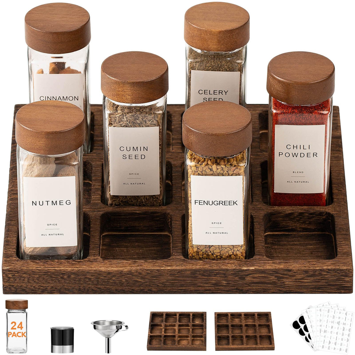 Yangbaga Glass Spice Jar Organizer Set